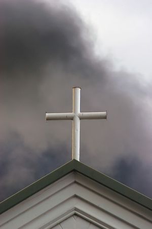 Cross on the top of an old Monastaryの写真素材