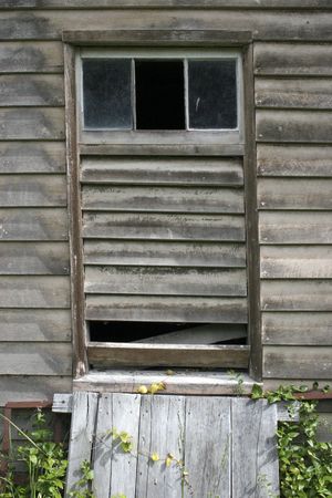 Shed weatherboards and windowの写真素材