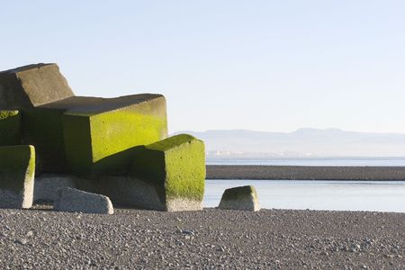 concrete blocks sunbathingの写真素材
