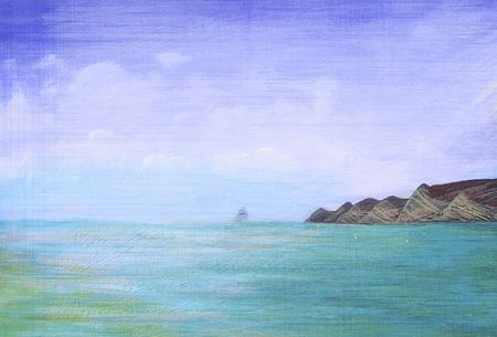 Section of painting - Cape Kidnappers    の写真素材