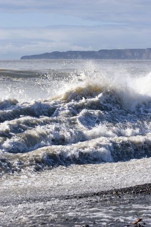 Splashing waves at Haumoana Beachの写真素材