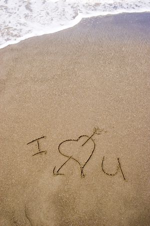I love you written in the sand.の写真素材