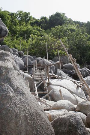 Rock formations on the coast of Mango Bay, Koh Tao Island, Thailandの写真素材