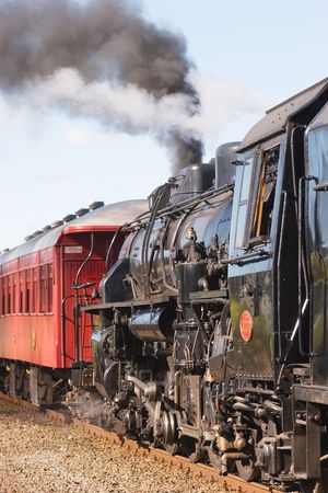 A steam train chugging through Hawke's Bay, New Zealandの写真素材