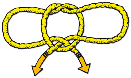 An illustration of how to tie a Handcuff Knot or a Hobble Knot.のイラスト素材