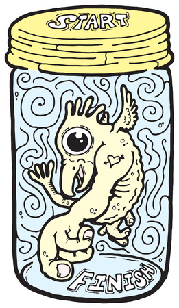 An illustration of a imaginary creature in a jar. A fun maze to solve.のイラスト素材