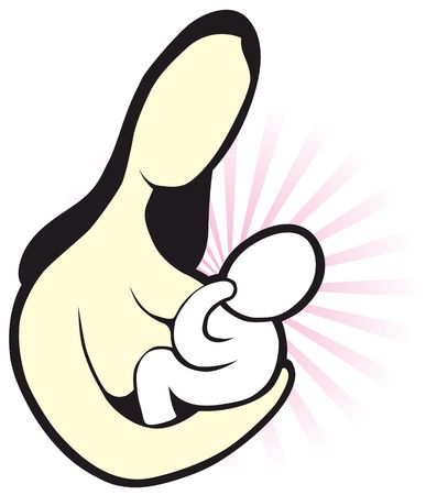 An illustration of a female holding a baby.の写真素材