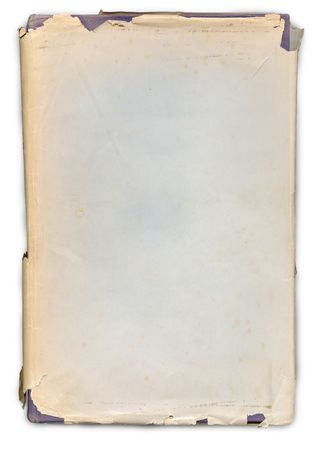 An old book with tattered dust jacket and stains. With clipping path for easy isolation.の写真素材