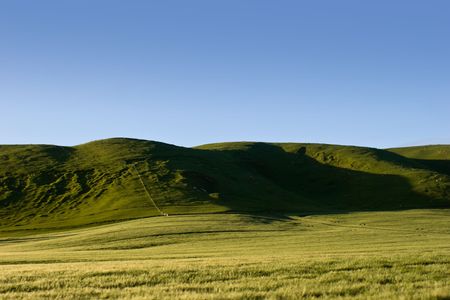 Farmlands and rolling hills in rural Hawke's Bay, New Zealandの写真素材