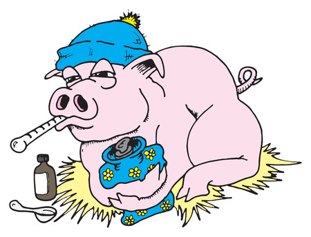 Illustration of pig with Swine Flu.のイラスト素材