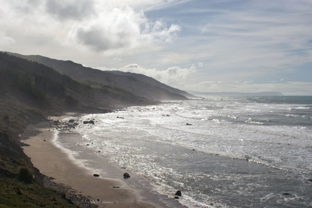 A stretch of beach on the East Coast of Southern Hawkes Bay. Between Porangahau and Whangaehu Beaches.の写真素材
