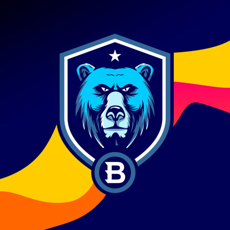luxury vector illustration of bear with detailed shadow lines with sacred geometry on the background
