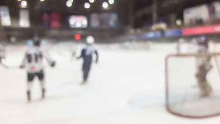 blurred ice hockey in indoor stadiumの写真素材
