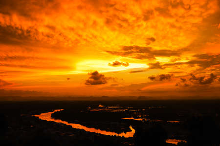 Mutsea Mountain Viewpoint in Chomphon province Thailand,sunset timeの写真素材