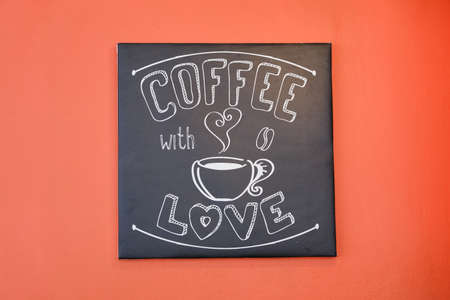 coffee banner on the wallの写真素材