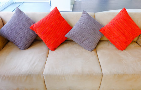 decoration in bedroom with pillow on bedの写真素材