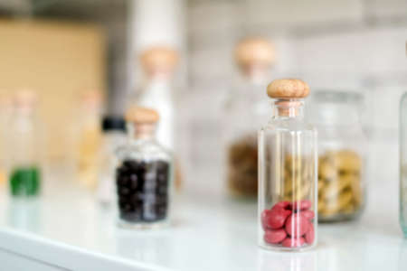 close up many bottle of medicineの写真素材
