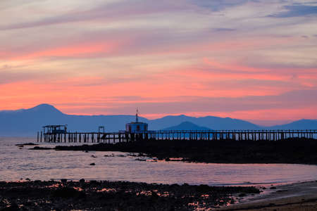 The bridge stretches at Koh Phayam Island Thailandの写真素材