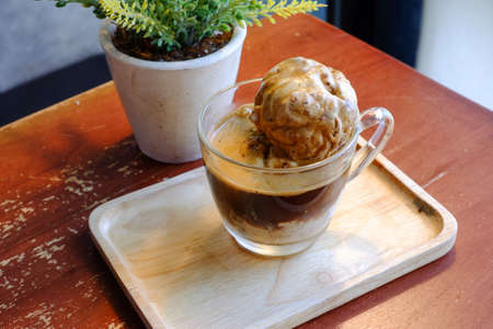 Affogato with Ice Cream and Coffeeの写真素材