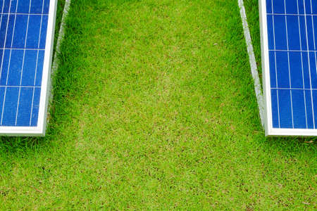 solar cell in greenswardの写真素材