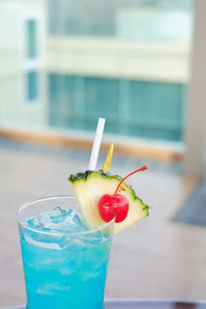 Blue Hawaii with cocktail glassの写真素材