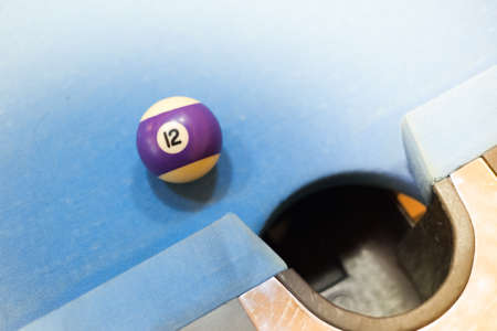 close up of billiards balls on pool tableの写真素材