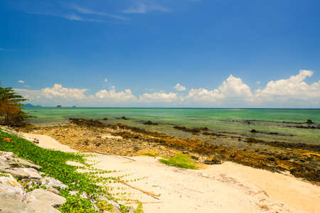 Tropical beach seaside and blue sky at Banhinkob beach in Chomphon province Thailandの写真素材