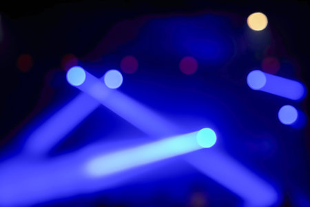 Abstract blur stage lights and spotlight lights on concert or eventの写真素材