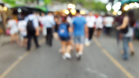 blurred walking street market, Bangkok, Thailandの写真素材