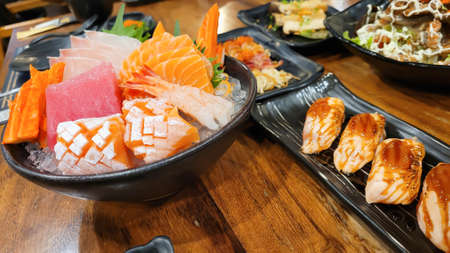 japanese food on the tableの写真素材