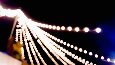 Blurred LED bokeh light night backgroundの写真素材