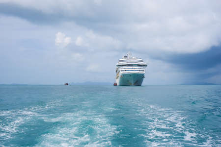 Big Cruise ship on the Gulf of Thailand and skyの写真素材