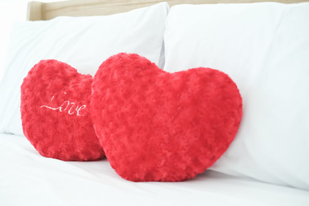 decoration in bedroom with pillow on the bed