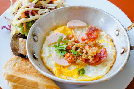Egg frying pan on the table