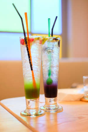 refreshing summer cocktail on tableの写真素材