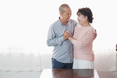 Portrait of nice couple senior asian woman and retirement manの写真素材