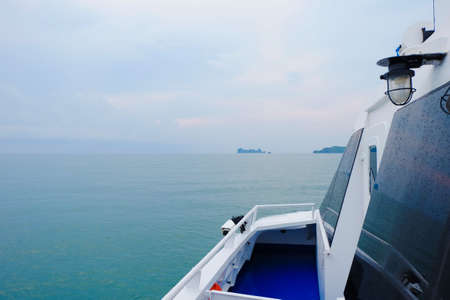 side view of the boat in oceanの写真素材