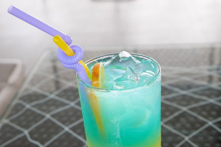 Blue Hawaii with cocktail glass
