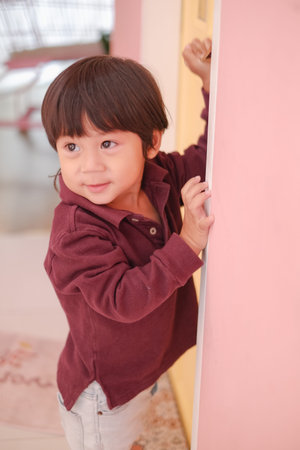 portrait cute asian little child boy
