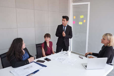 multi-ethnic seminar training group meeting and business people teamwork successful in officeの写真素材