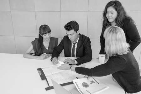 multi-ethnic seminar training group meeting and business people teamwork successful in officeの写真素材