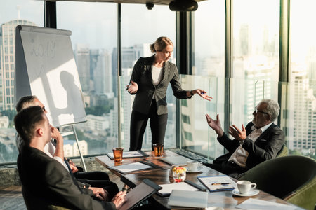 Business staff or personnel group meeting and teamwork success