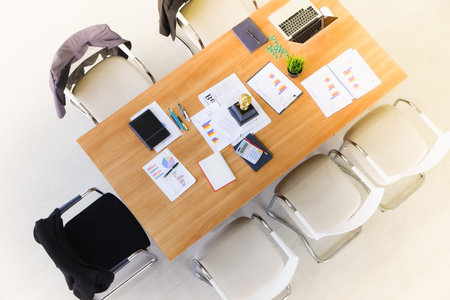 top view of office table meeting