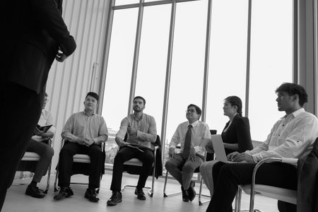 multi-ethnic seminar training group meeting and teamwork successful in office