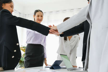 Asian business in seminar or employees group meeting in a conference roomの写真素材