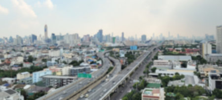 abstract blur metropolis city view and expressway in Bangkok, Thailand