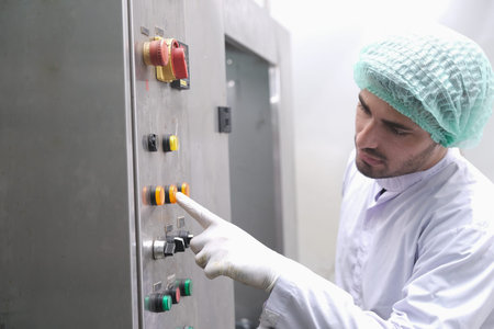 portrait Asian male factory worker or Man engineer or expert staff is maintenance and checking...
