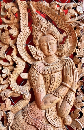 Thai fairy  Native  Thai style wood carving のeditorial素材