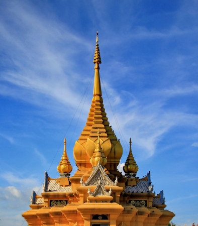 Golden stupa with blue sky at Thailandの写真素材