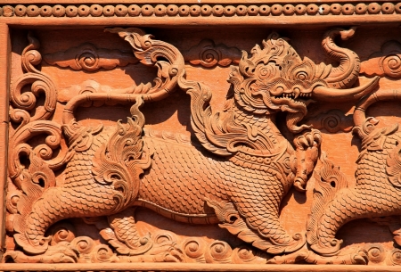 wood carving of Thai novel charactor の写真素材